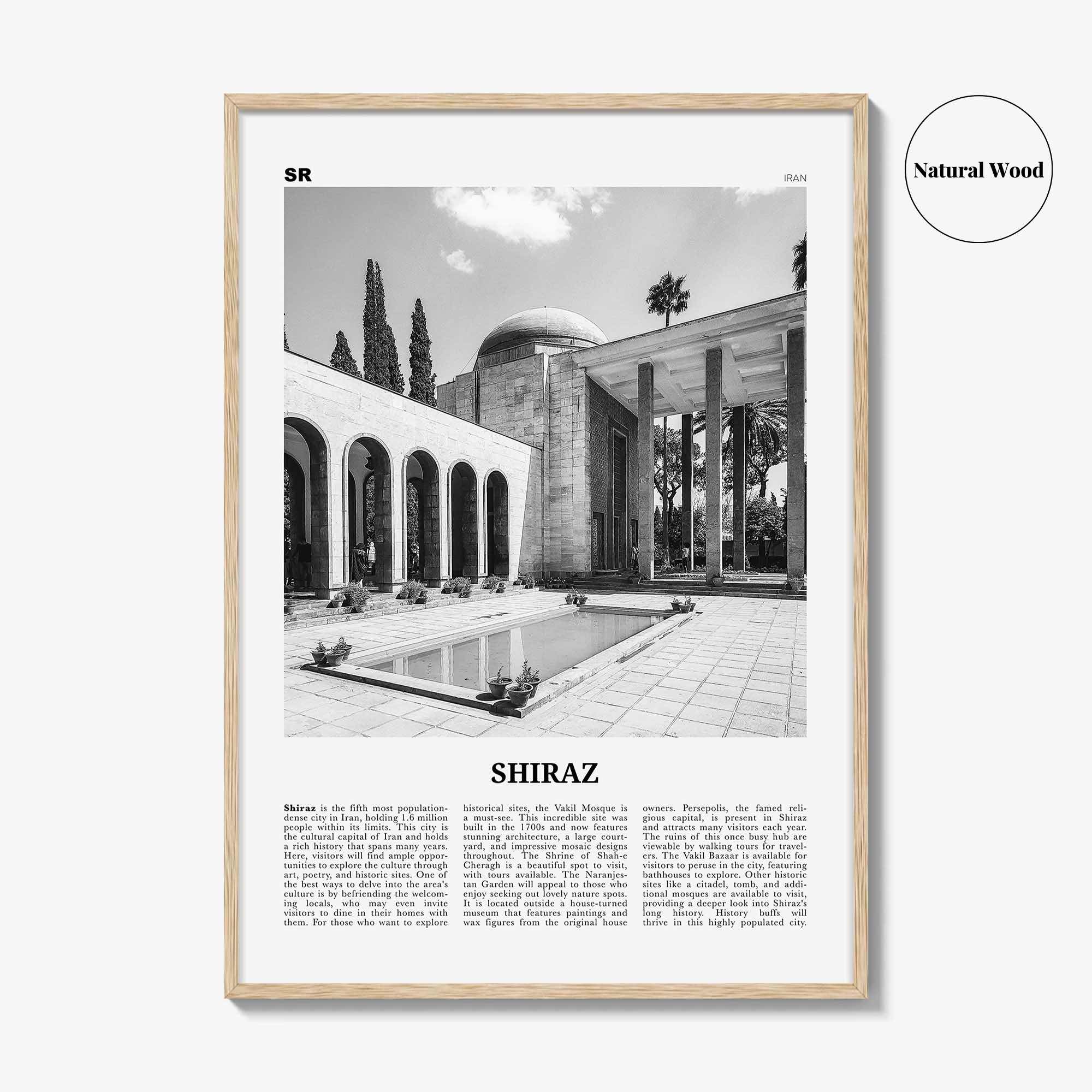 Shiraz Print Black and White, Shiraz Wall Art, Shiraz Poster, Shiraz Photo, Shiraz Wall Décor, Shiraz Map, Iran