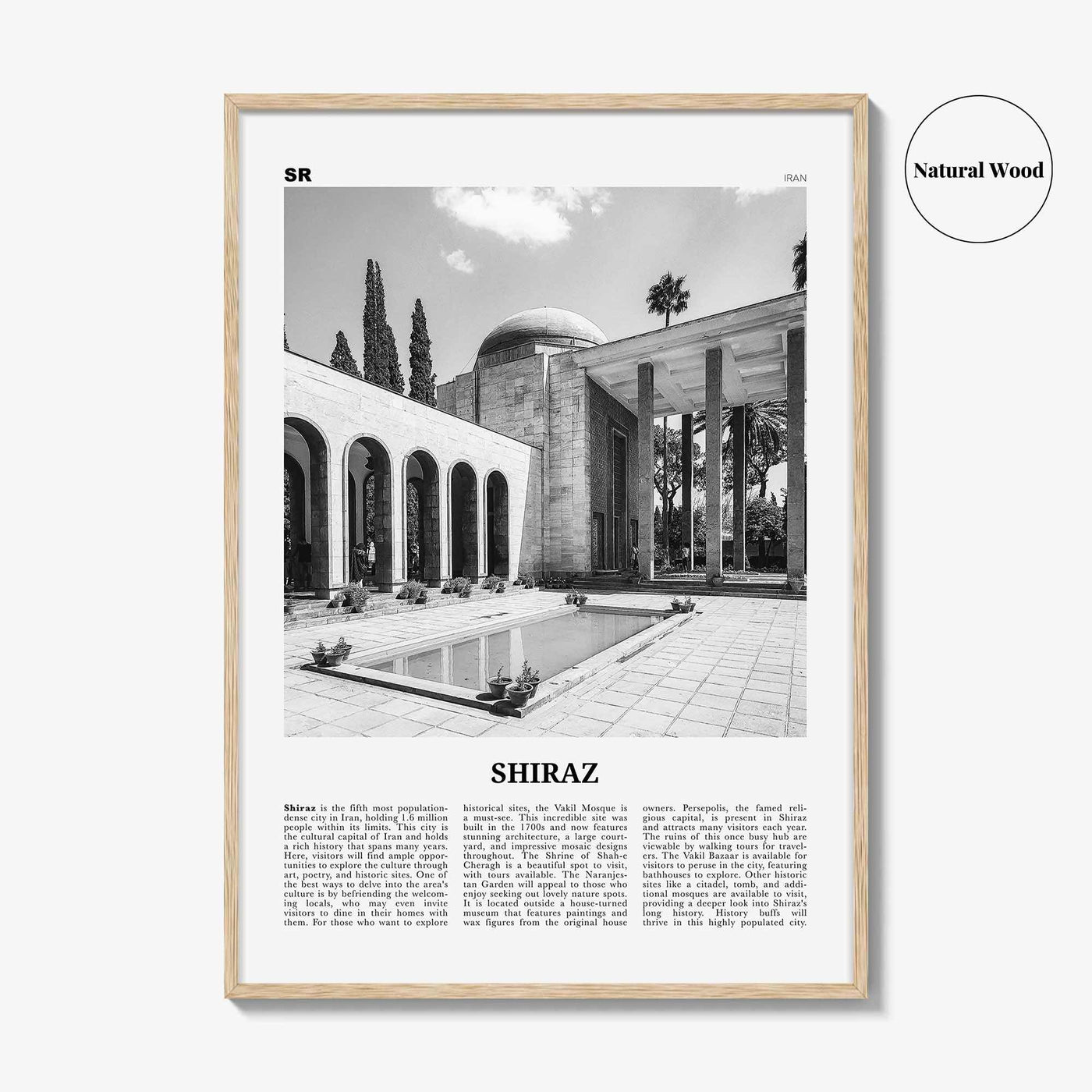 Shiraz Print Black and White, Shiraz Wall Art, Shiraz Poster, Shiraz Photo, Shiraz Wall Décor, Shiraz Map, Iran