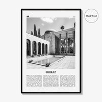 Shiraz Print Black and White, Shiraz Wall Art, Shiraz Poster, Shiraz Photo, Shiraz Wall Décor, Shiraz Map, Iran
