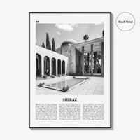 Shiraz Print Black and White, Shiraz Wall Art, Shiraz Poster, Shiraz Photo, Shiraz Wall Décor, Shiraz Map, Iran