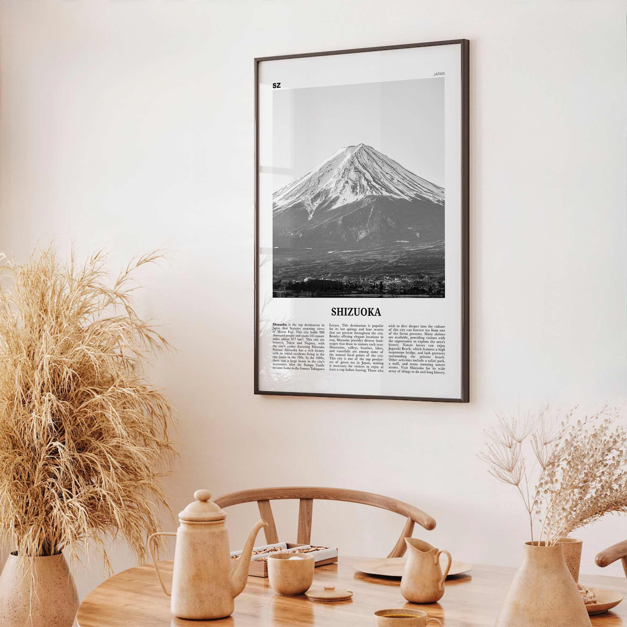 Shizuoka Print Black and White, Shizuoka Wall Art, Shizuoka Poster, Shizuoka Photo, Shizuoka Wall Décor, Shizuoka Map, Japan