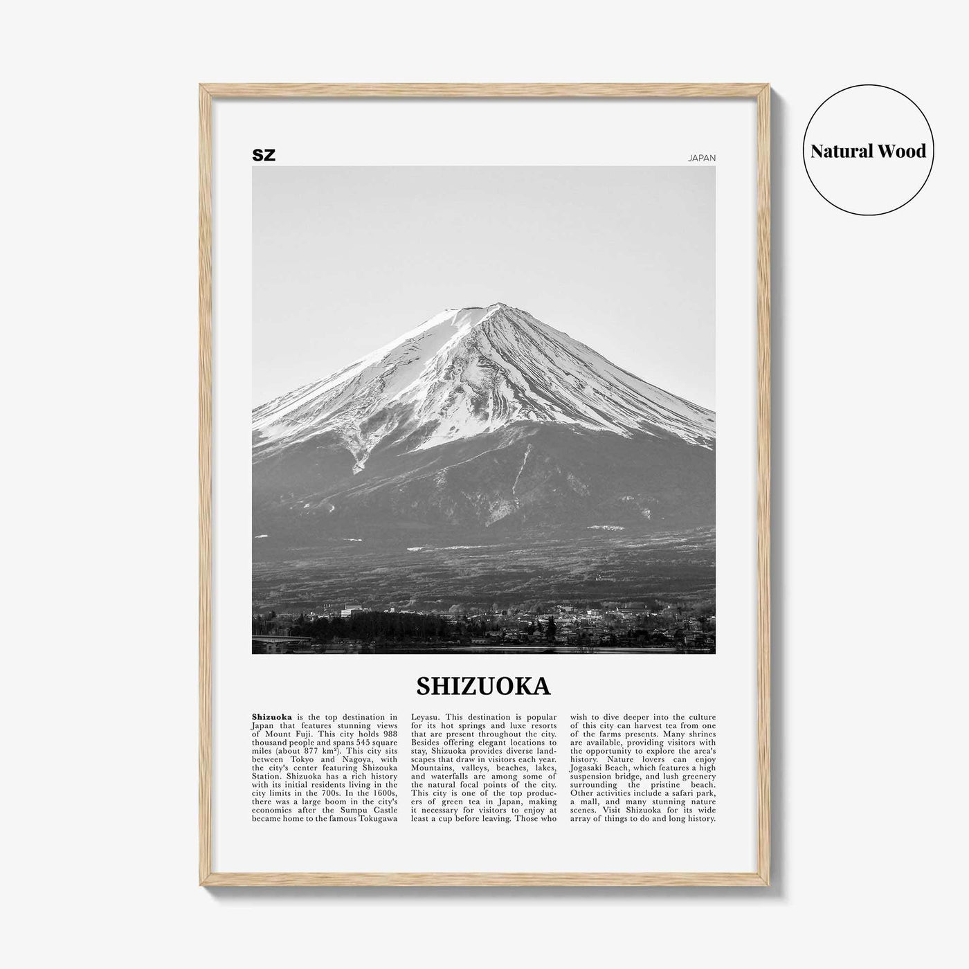 Shizuoka Print Black and White, Shizuoka Wall Art, Shizuoka Poster, Shizuoka Photo, Shizuoka Wall Décor, Shizuoka Map, Japan