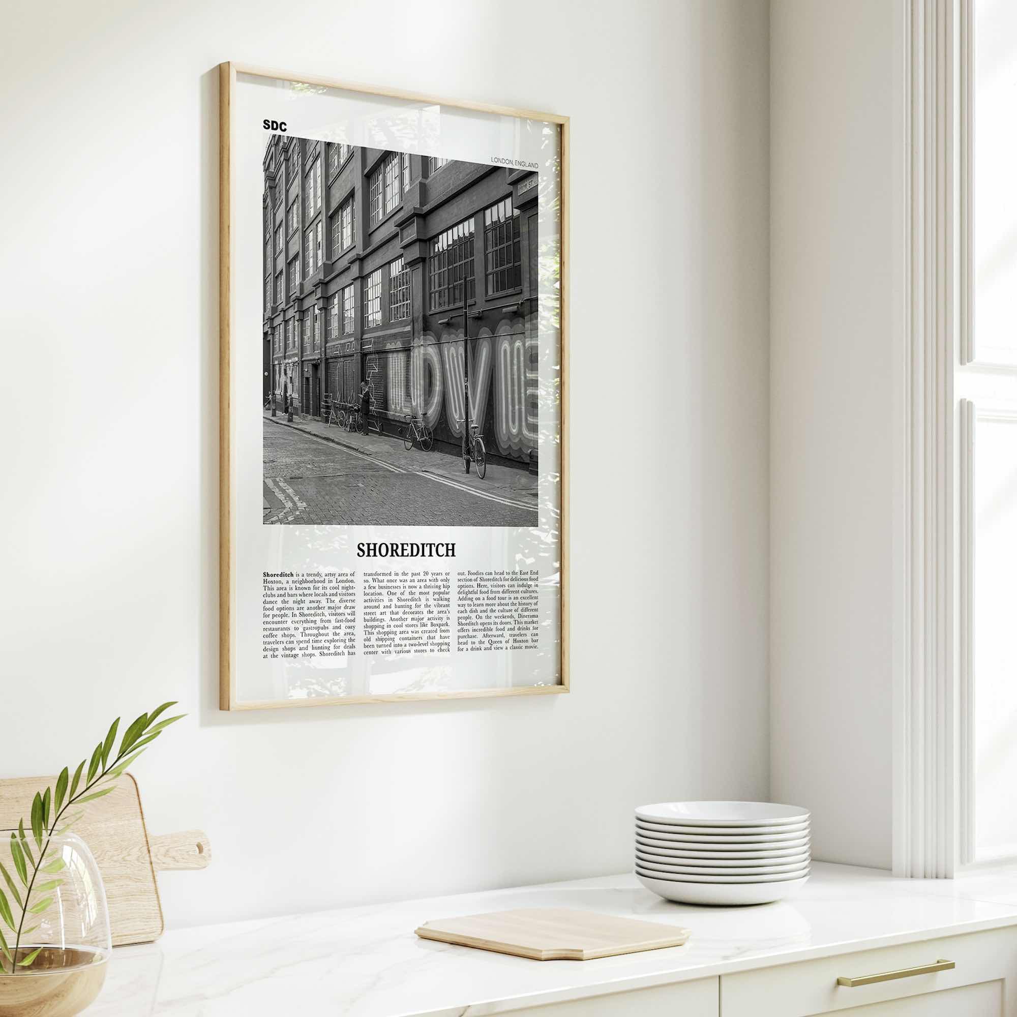 Shoreditch Print Black and White, Shoreditch Wall Art, Shoreditch Poster, Shoreditch Photo, Shoreditch Décor, Shoreditch Map, London England