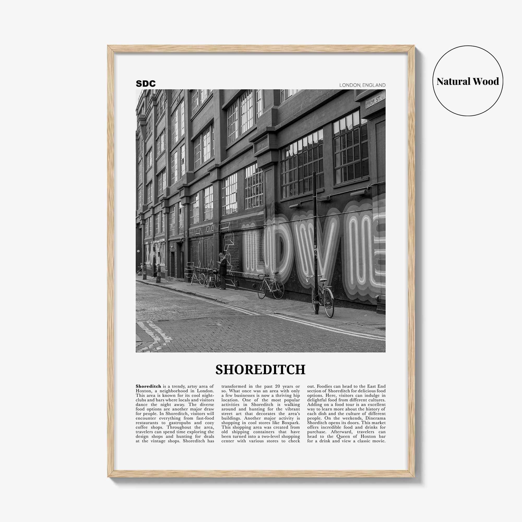 Shoreditch Print Black and White, Shoreditch Wall Art, Shoreditch Poster, Shoreditch Photo, Shoreditch Décor, Shoreditch Map, London England