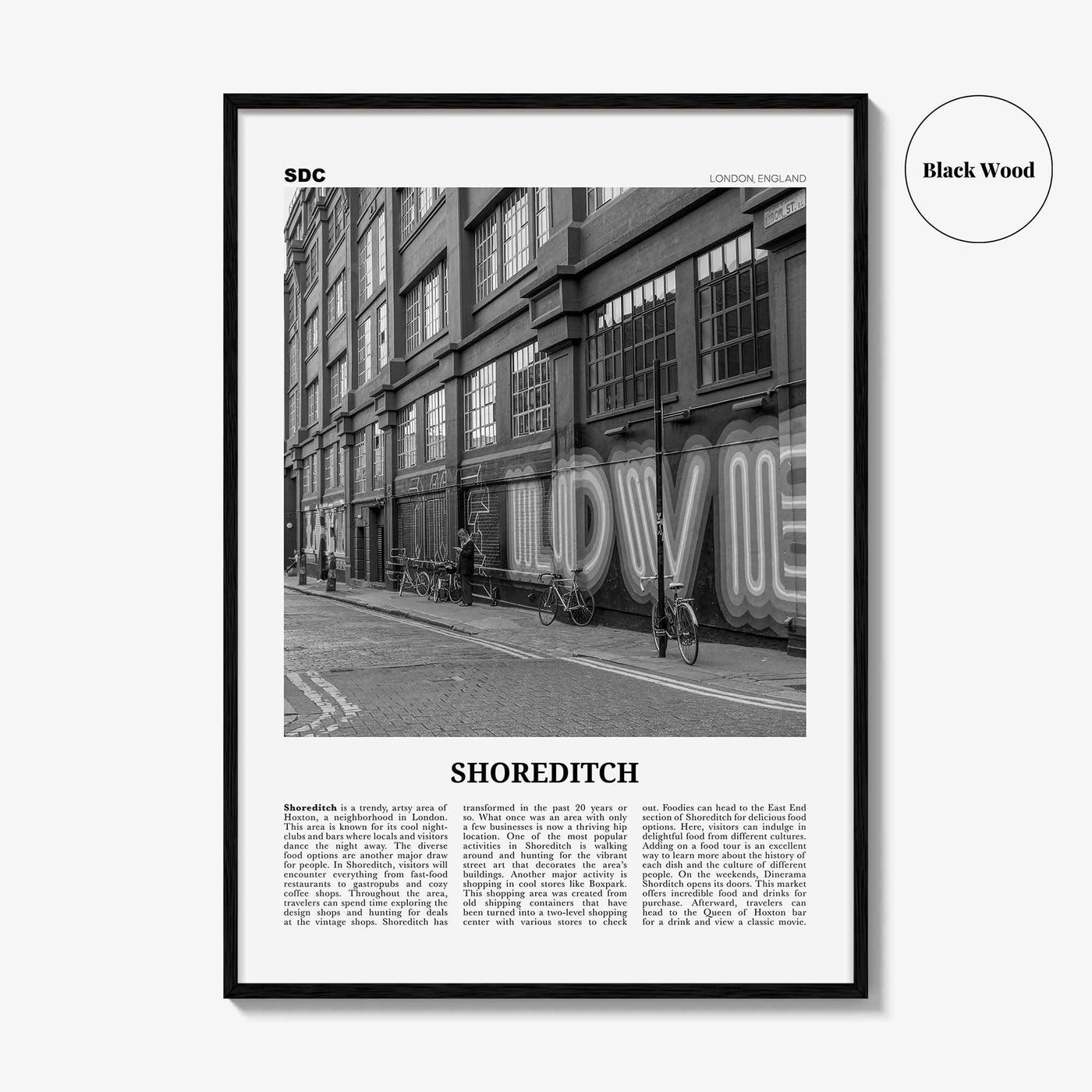 Shoreditch Print Black and White, Shoreditch Wall Art, Shoreditch Poster, Shoreditch Photo, Shoreditch Décor, Shoreditch Map, London England