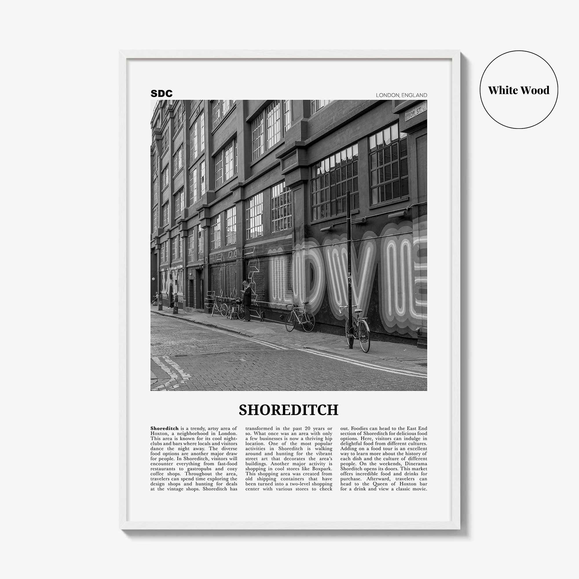 Shoreditch Print Black and White, Shoreditch Wall Art, Shoreditch Poster, Shoreditch Photo, Shoreditch Décor, Shoreditch Map, London England