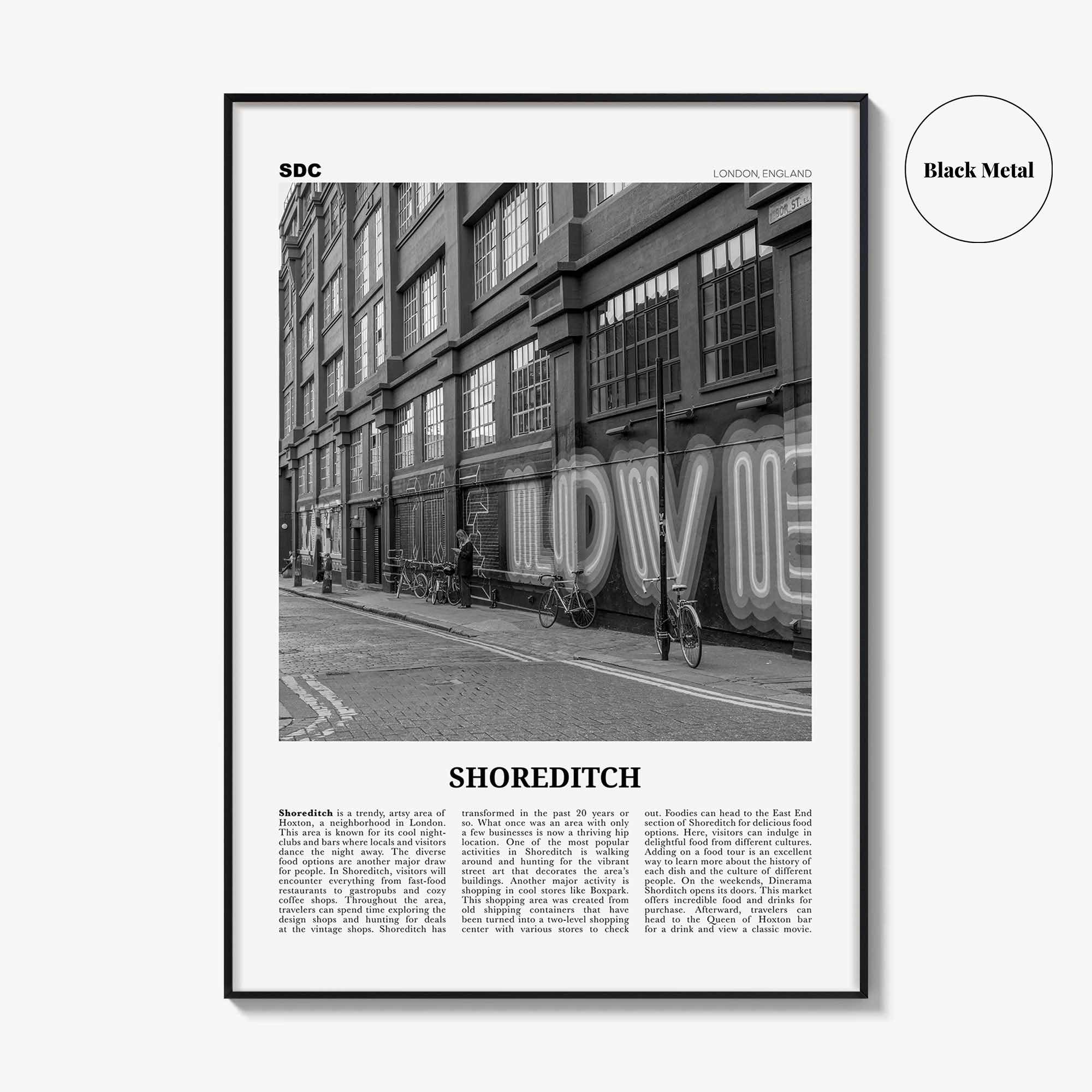 Shoreditch Print Black and White, Shoreditch Wall Art, Shoreditch Poster, Shoreditch Photo, Shoreditch Décor, Shoreditch Map, London England