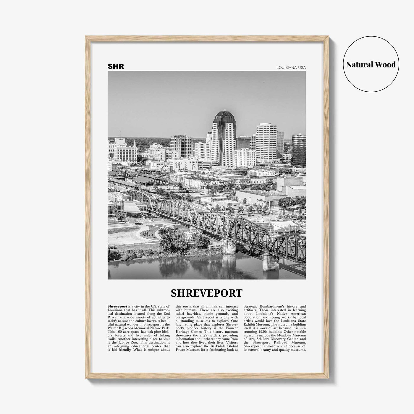 Shreveport Print Black and White, Shreveport Wall Art, Shreveport Poster, Shreveport Photo, Shreveport Wall Décor, Louisiana, USA