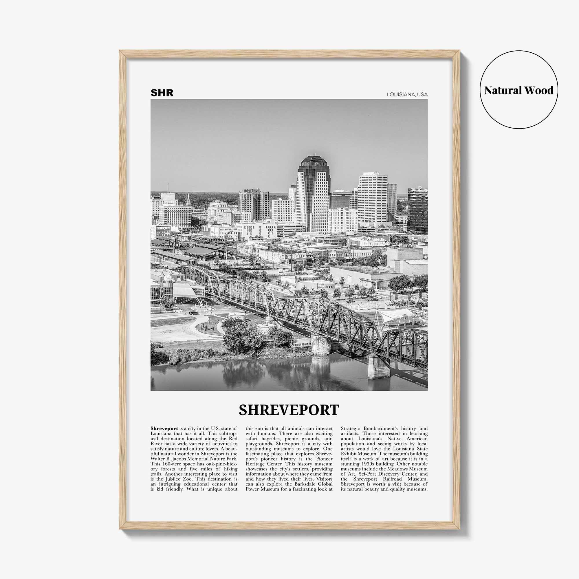 Shreveport Print Black and White, Shreveport Wall Art, Shreveport Poster, Shreveport Photo, Shreveport Wall Décor, Louisiana, USA
