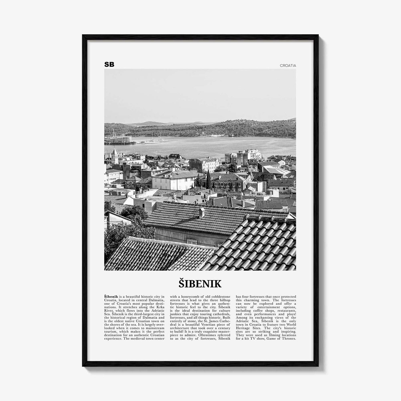 Sibenik Print Black and White, Šibenik Wall Art, Šibenik Poster, Šibenik Photo, Šibenik Wall Décor, Croatia, Hrvatska, Sebenico, Dalmatia