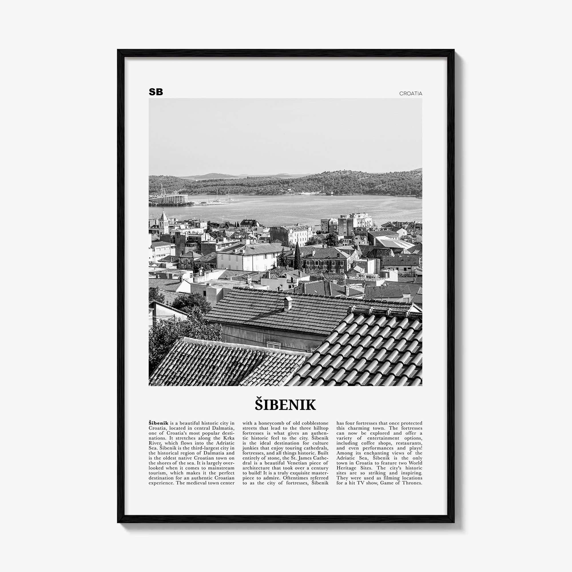 Sibenik Print Black and White, Šibenik Wall Art, Šibenik Poster, Šibenik Photo, Šibenik Wall Décor, Croatia, Hrvatska, Sebenico, Dalmatia