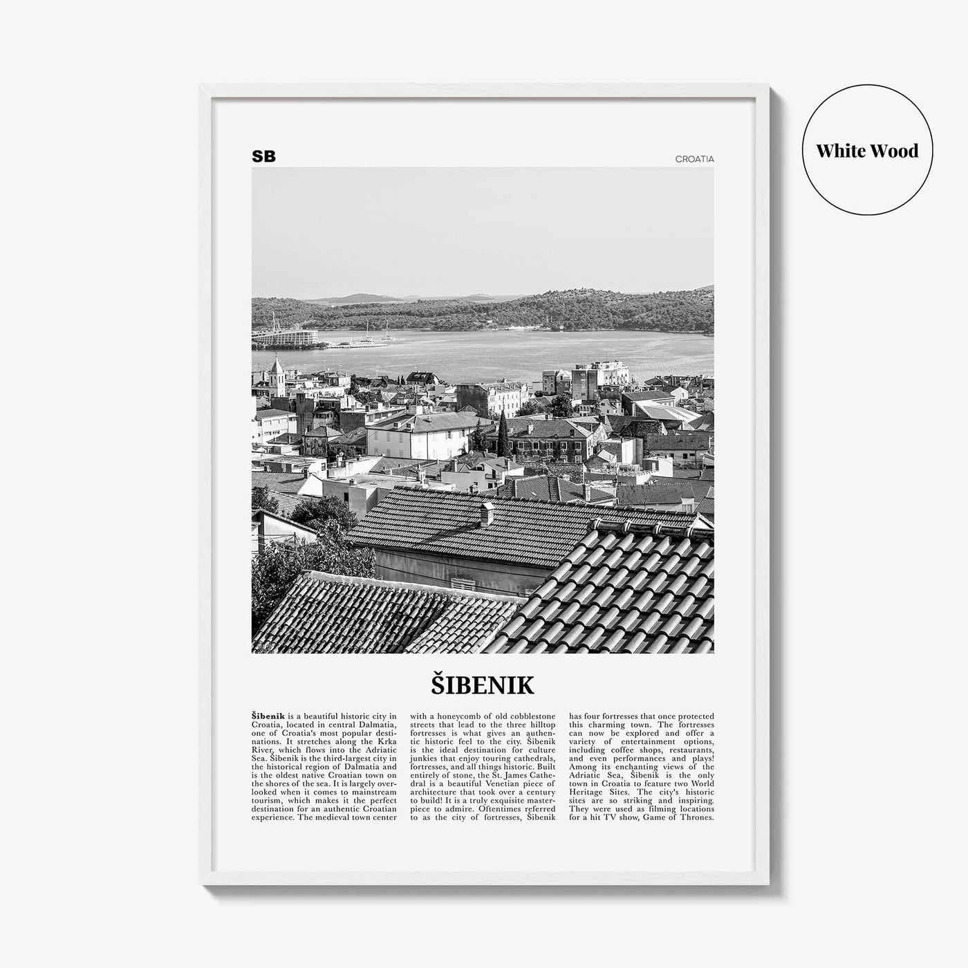 Sibenik Print Black and White, Šibenik Wall Art, Šibenik Poster, Šibenik Photo, Šibenik Wall Décor, Croatia, Hrvatska, Sebenico, Dalmatia