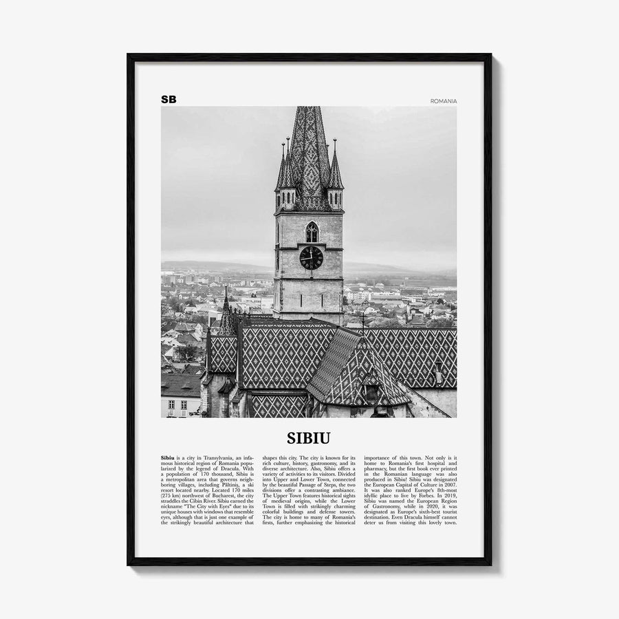 Sibiu Print Black and White, Sibiu Wall Art, Sibiu Poster, Sibiu Photo, Sibiu Wall Décor, Hermannstadt, Transylvania, Romania, Europe