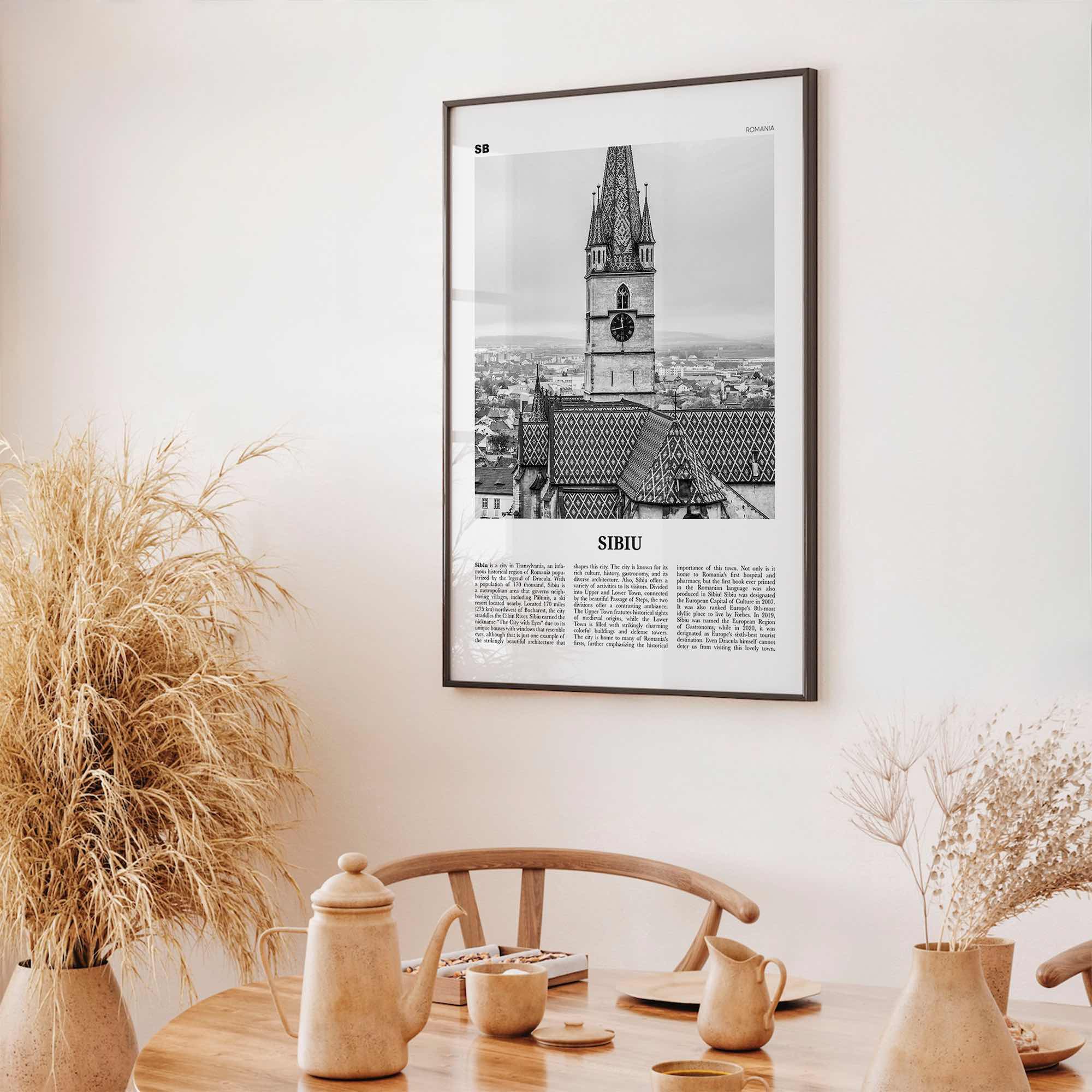Sibiu Print Black and White, Sibiu Wall Art, Sibiu Poster, Sibiu Photo, Sibiu Wall Décor, Hermannstadt, Transylvania, Romania, Europe