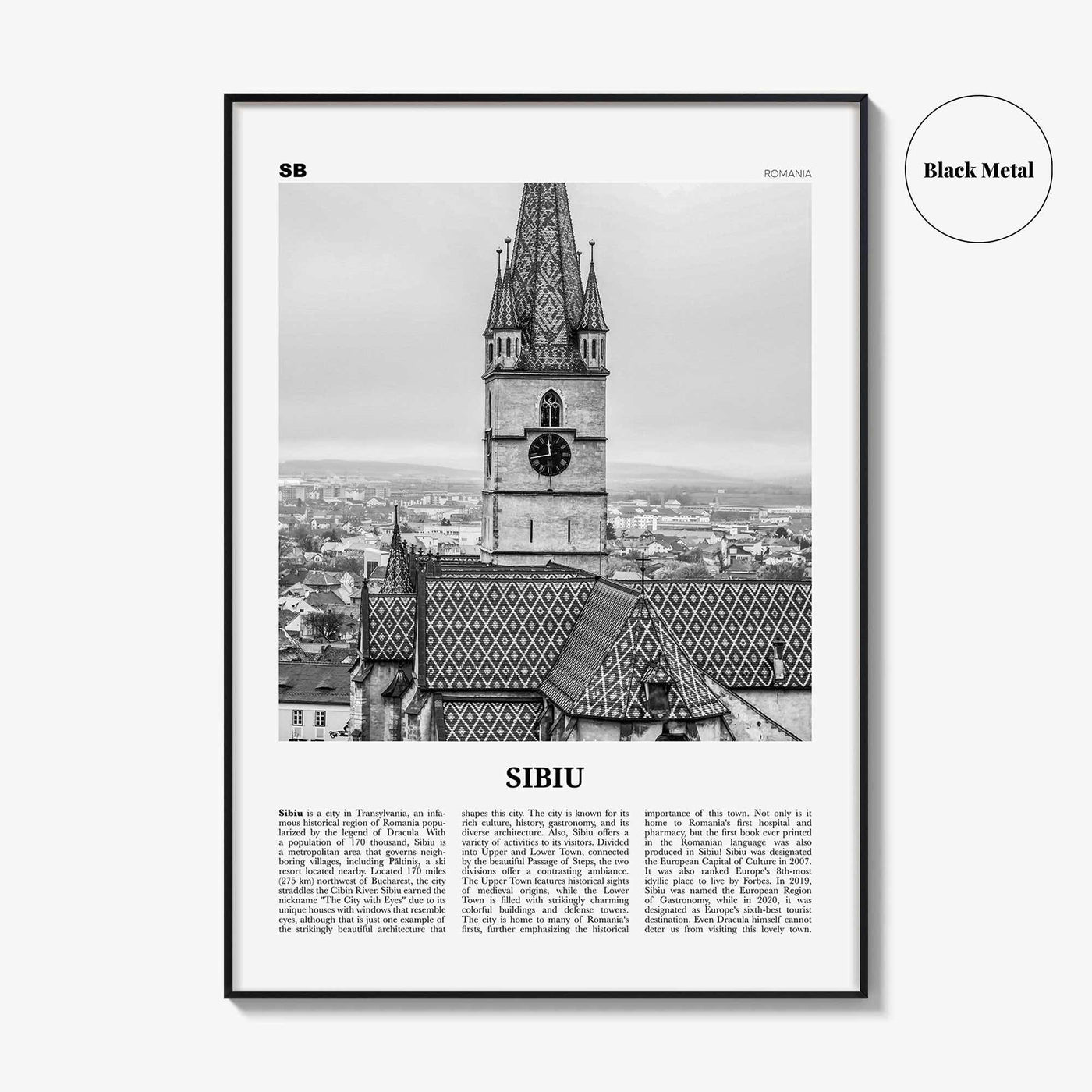 Sibiu Print Black and White, Sibiu Wall Art, Sibiu Poster, Sibiu Photo, Sibiu Wall Décor, Hermannstadt, Transylvania, Romania, Europe