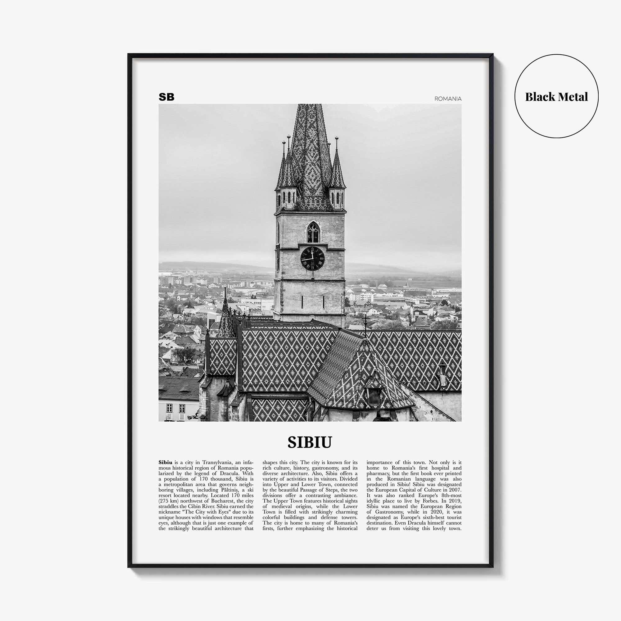 Sibiu Print Black and White, Sibiu Wall Art, Sibiu Poster, Sibiu Photo, Sibiu Wall Décor, Hermannstadt, Transylvania, Romania, Europe