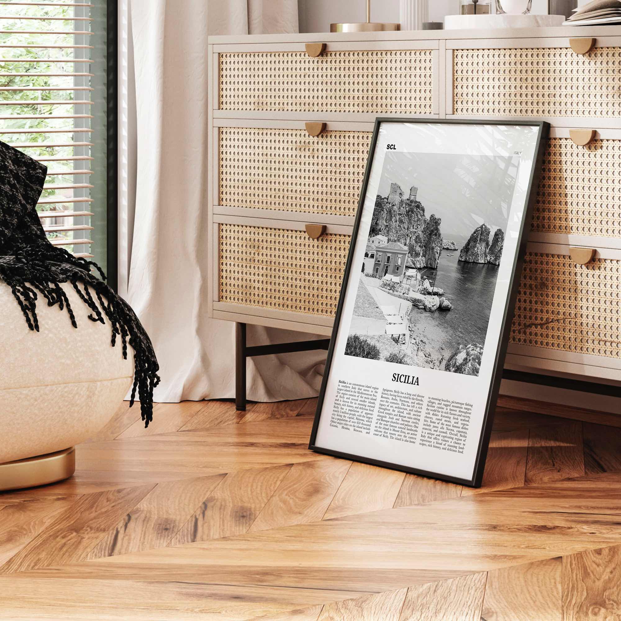 Sicilia Print Black and White, Sicilia Wall Art, Sicilia Poster, Sicilia Photo, Sicilia Wall Décor, Sicilia Map, Italy