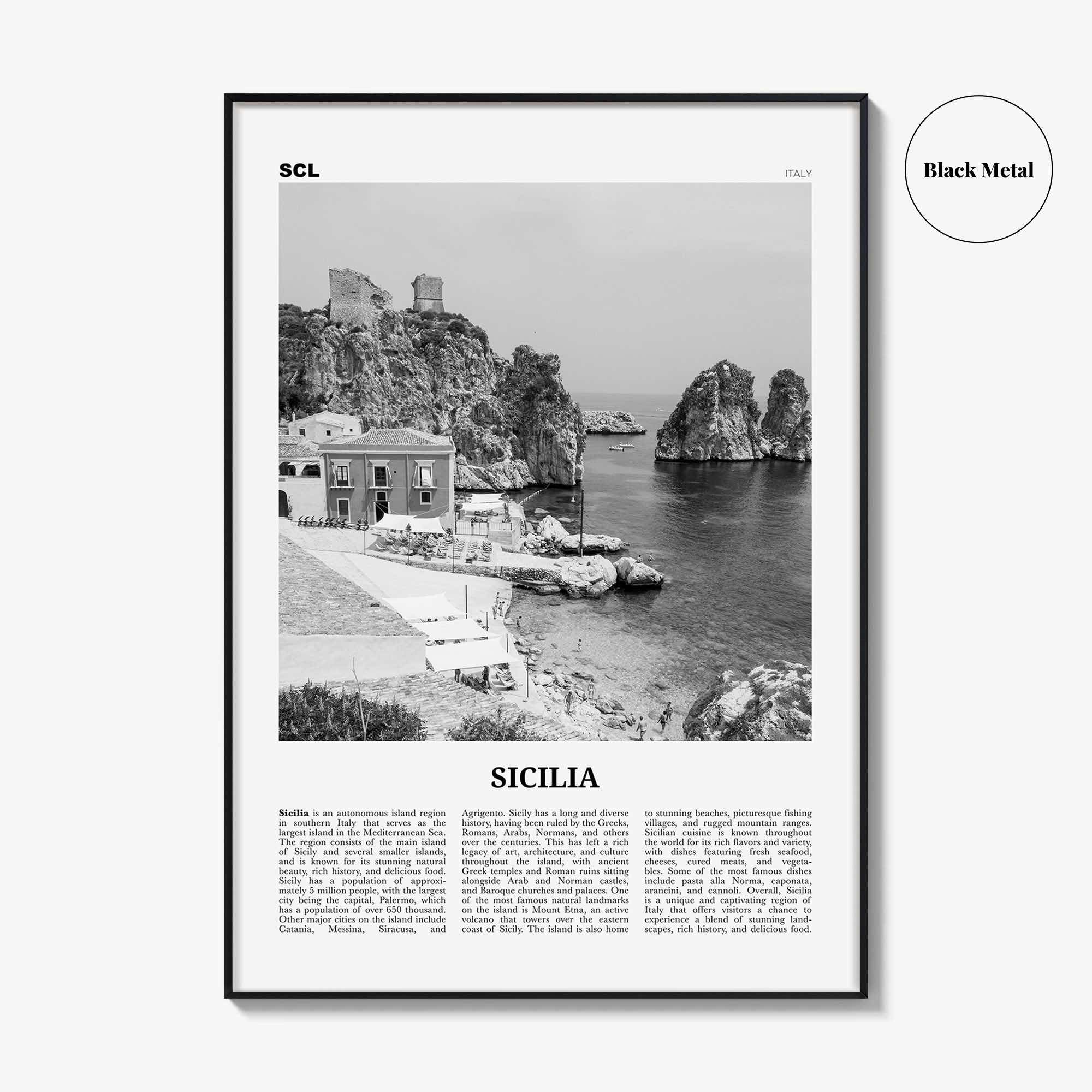 Sicilia Print Black and White, Sicilia Wall Art, Sicilia Poster, Sicilia Photo, Sicilia Wall Décor, Sicilia Map, Italy