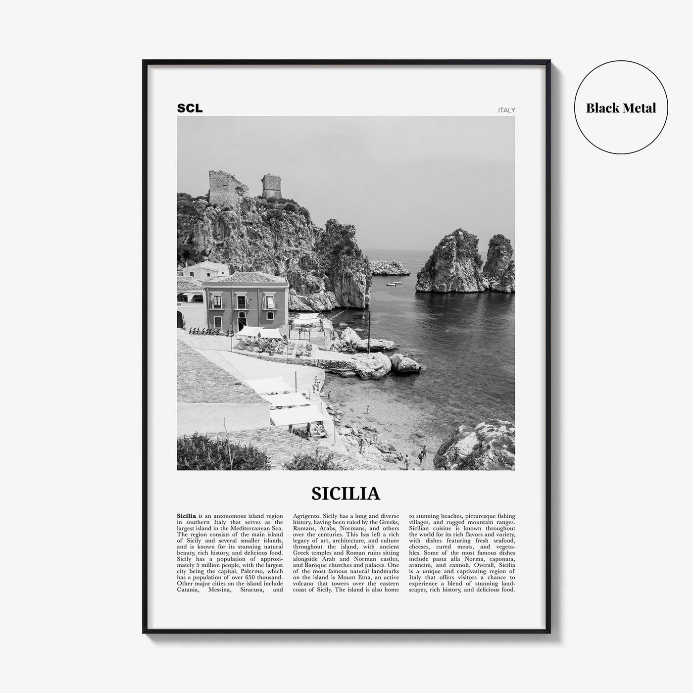 Sicilia Print Black and White, Sicilia Wall Art, Sicilia Poster, Sicilia Photo, Sicilia Wall Décor, Sicilia Map, Italy