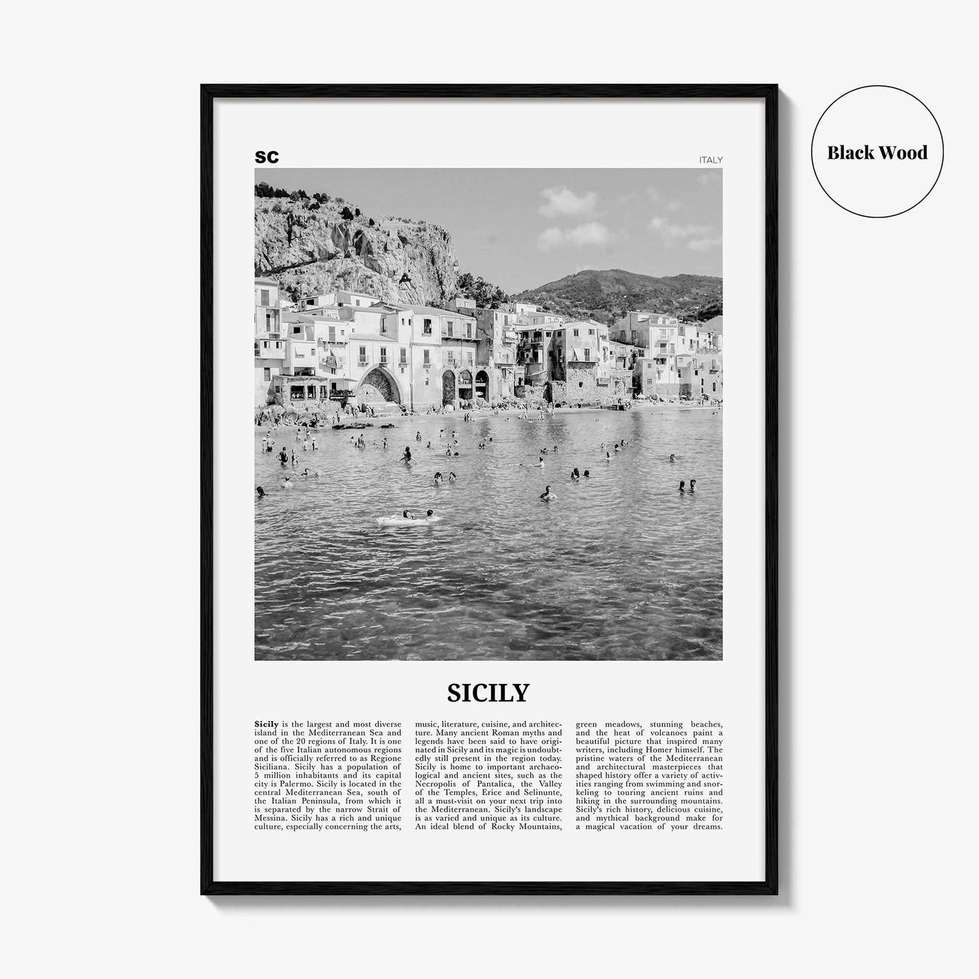 Sicily Print Black and White No 1, Sicily Wall Art, Sicily Poster, Sicily Photo, Sicily Décor, Italy, Sicilia, Sicìlia, Palermo, Catania