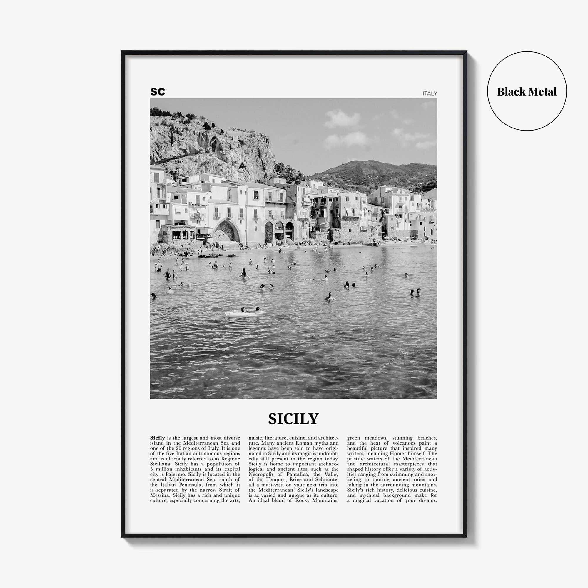 Sicily Print Black and White No 1, Sicily Wall Art, Sicily Poster, Sicily Photo, Sicily Décor, Italy, Sicilia, Sicìlia, Palermo, Catania
