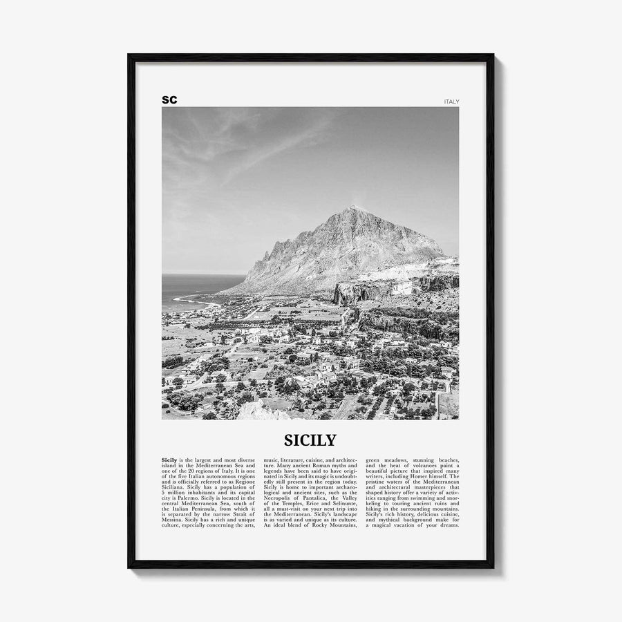 Sicily Print Black and White No 2, Sicily Wall Art, Sicily Poster, Sicily Photo, Sicily Wall, Italy, Sicilia, Sicìlia, Palermo, Catania