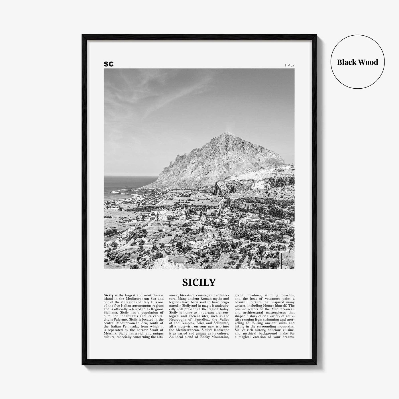 Sicily Print Black and White No 2, Sicily Wall Art, Sicily Poster, Sicily Photo, Sicily Wall, Italy, Sicilia, Sicìlia, Palermo, Catania