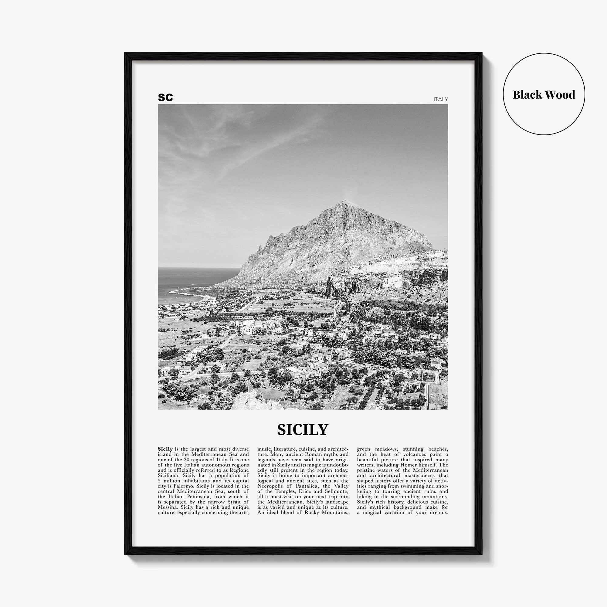 Sicily Print Black and White No 2, Sicily Wall Art, Sicily Poster, Sicily Photo, Sicily Wall, Italy, Sicilia, Sicìlia, Palermo, Catania
