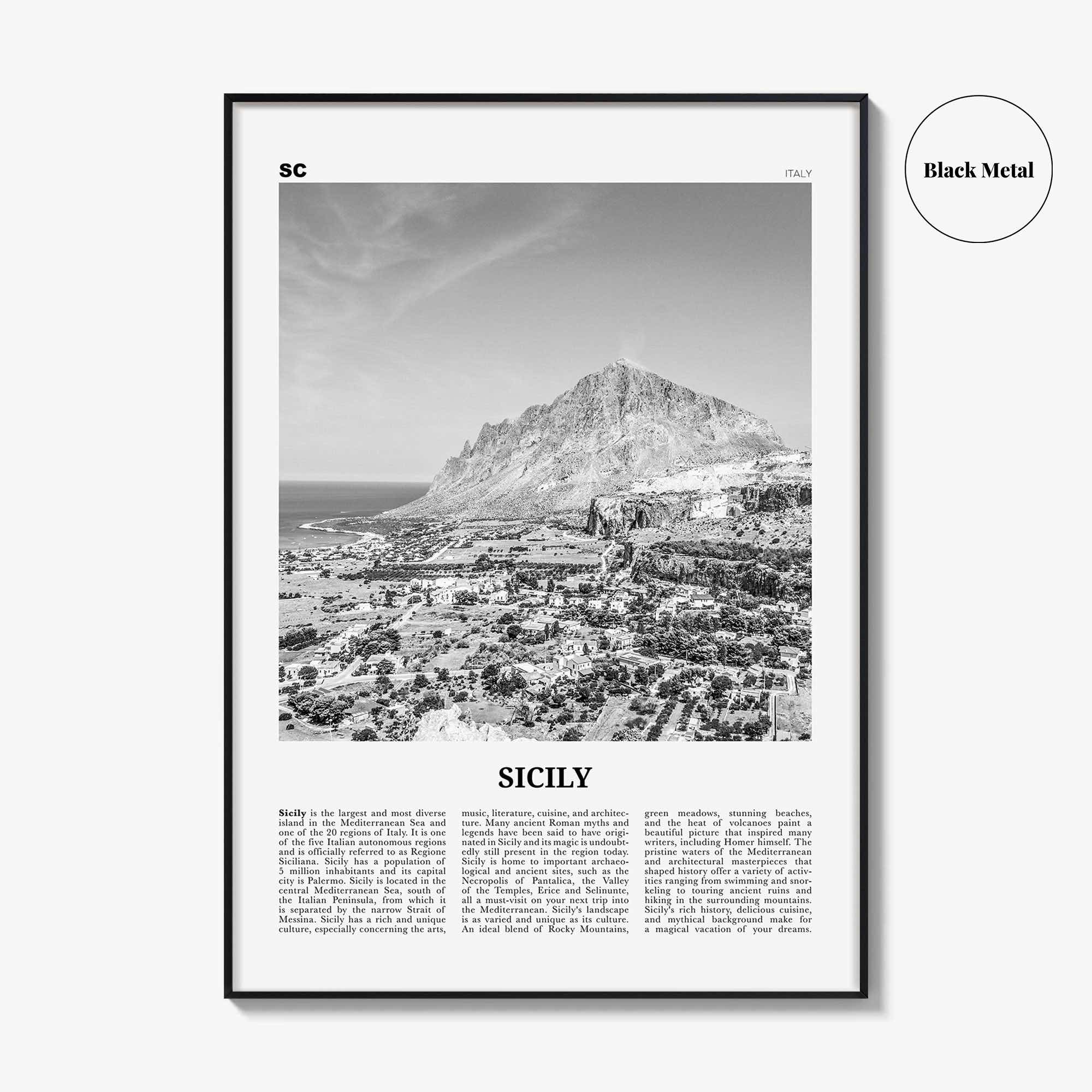 Sicily Print Black and White No 2, Sicily Wall Art, Sicily Poster, Sicily Photo, Sicily Wall, Italy, Sicilia, Sicìlia, Palermo, Catania