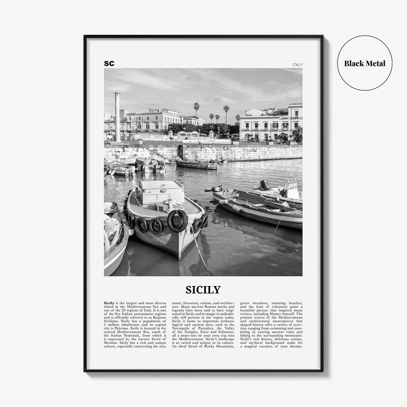 Sicily Print Black and White No 3, Sicily Wall Art, Sicily Poster, Sicily Photo, Sicily Décor, Italy, Sicilia, Sicìlia, Palermo, Catania