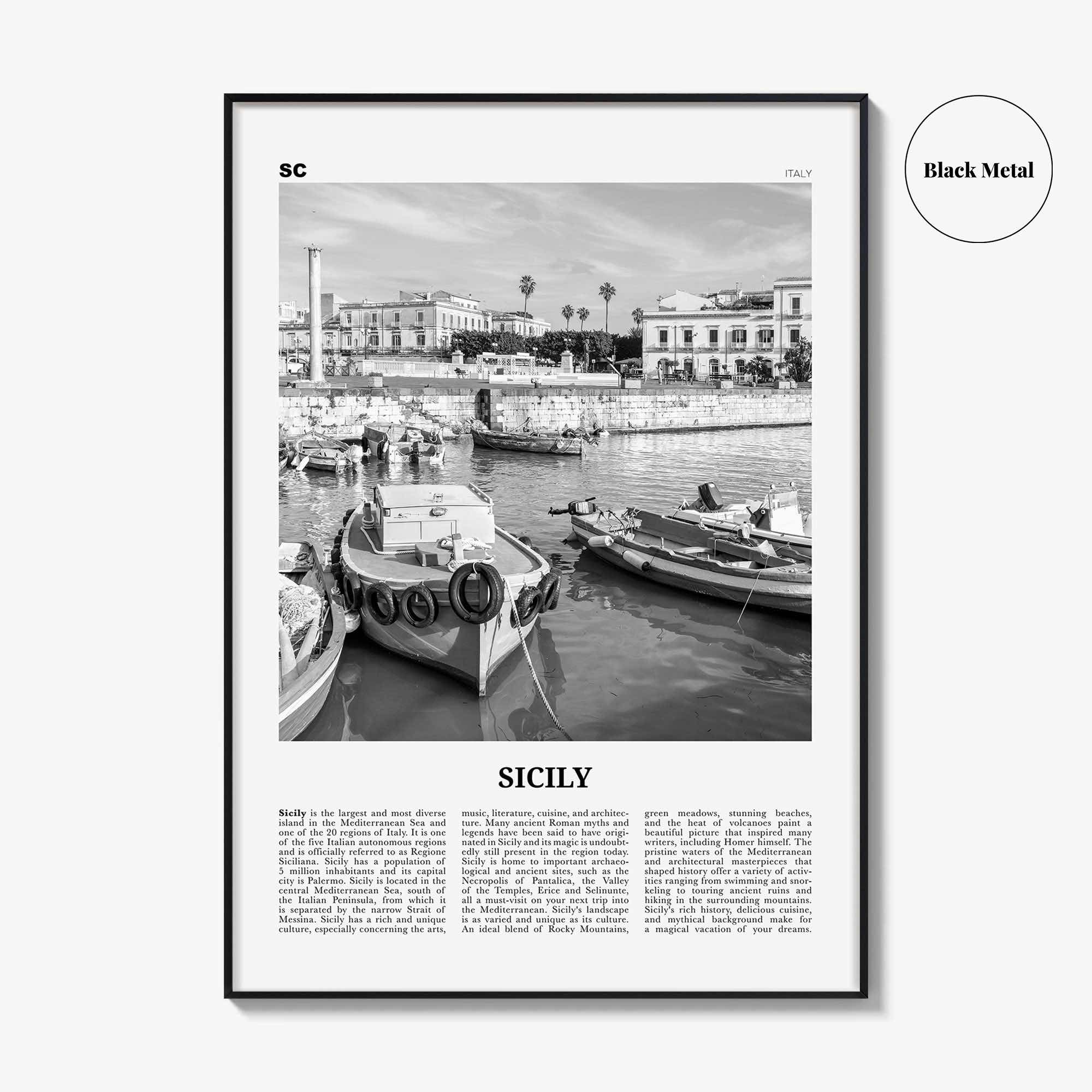 Sicily Print Black and White No 3, Sicily Wall Art, Sicily Poster, Sicily Photo, Sicily Décor, Italy, Sicilia, Sicìlia, Palermo, Catania