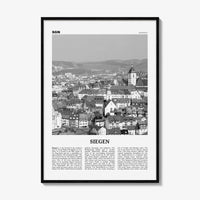 Siegen Print Black and White, Siegen Wall Art, Siegen Poster, Siegen Photo, Siegen Wall Décor, Siegen Map, Germany