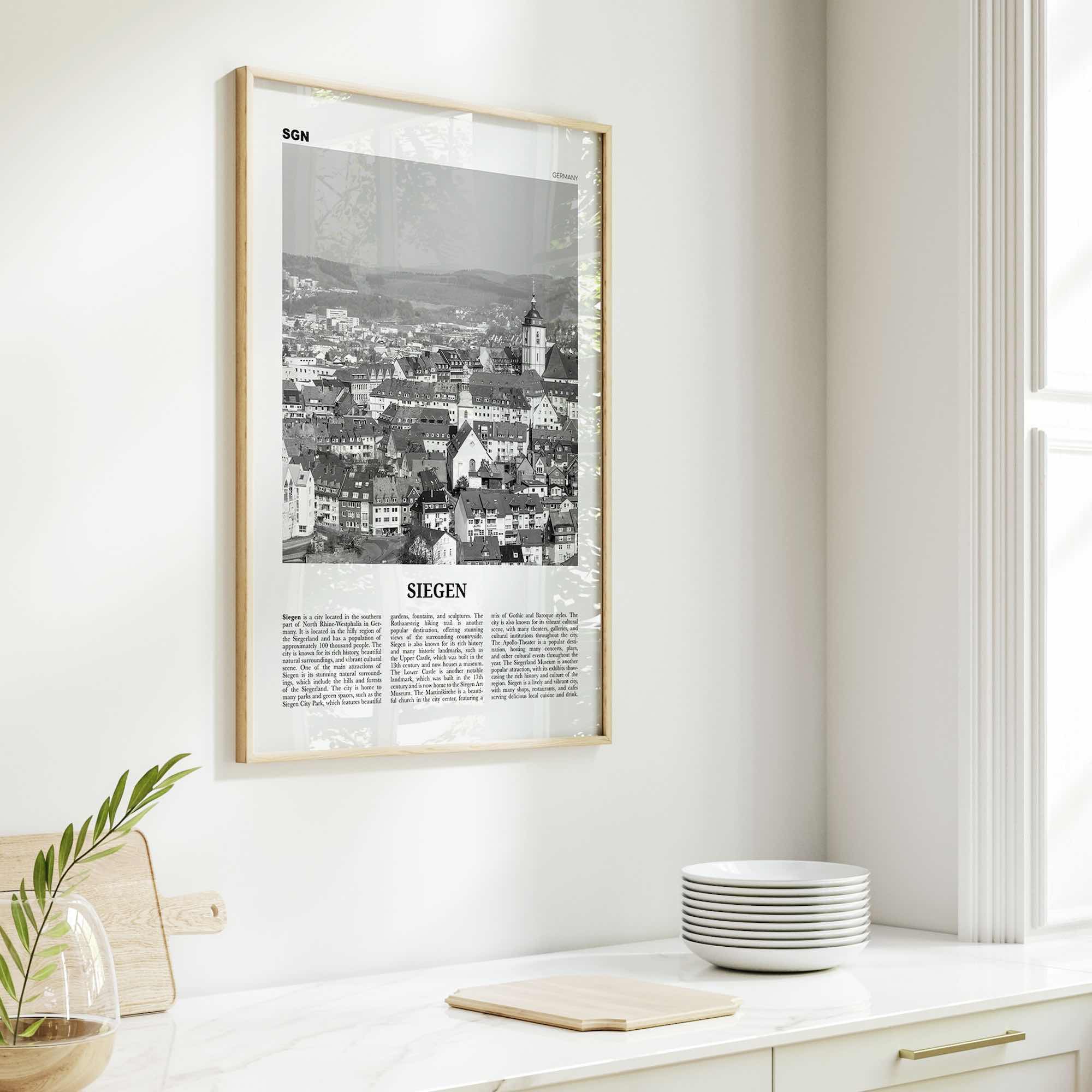 Siegen Print Black and White, Siegen Wall Art, Siegen Poster, Siegen Photo, Siegen Wall Décor, Siegen Map, Germany