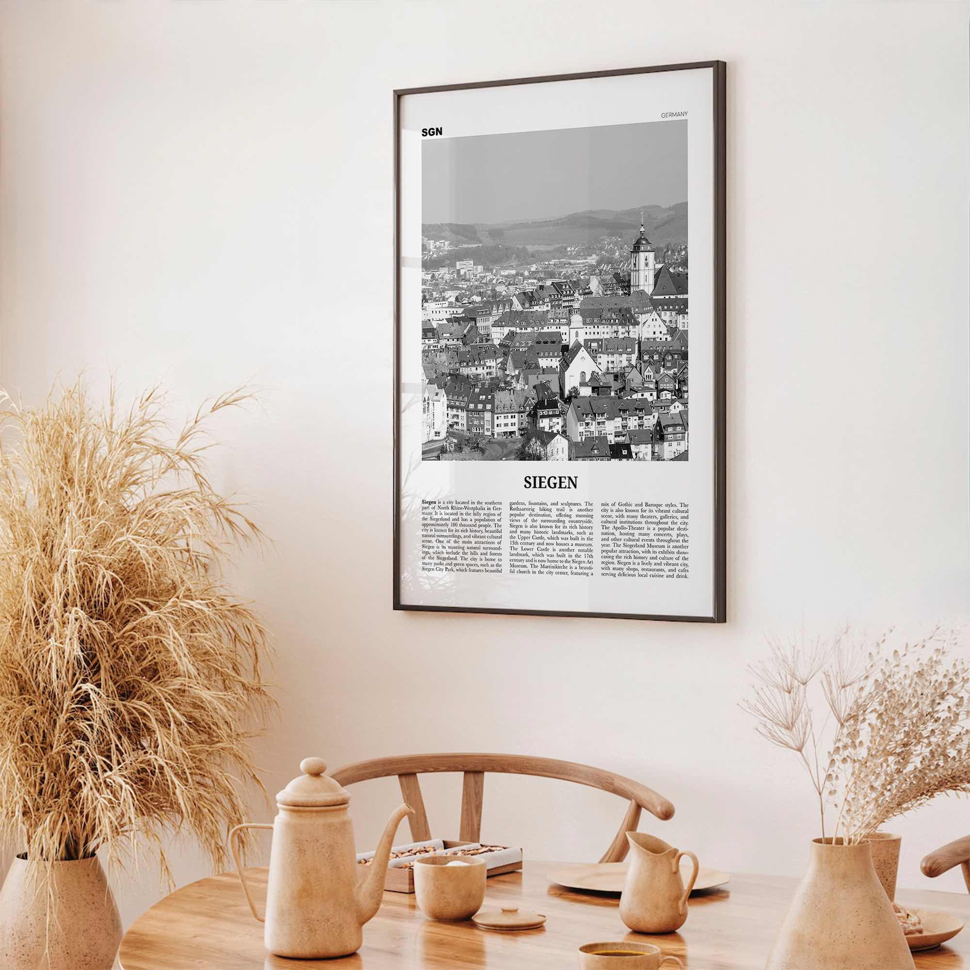 Siegen Print Black and White, Siegen Wall Art, Siegen Poster, Siegen Photo, Siegen Wall Décor, Siegen Map, Germany
