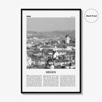 Siegen Print Black and White, Siegen Wall Art, Siegen Poster, Siegen Photo, Siegen Wall Décor, Siegen Map, Germany