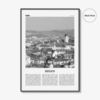 Siegen Print Black and White, Siegen Wall Art, Siegen Poster, Siegen Photo, Siegen Wall Décor, Siegen Map, Germany