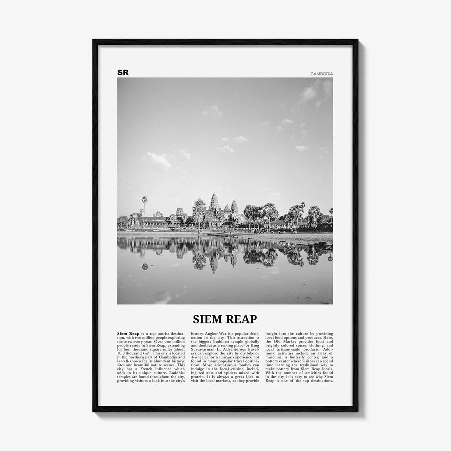 Siem Reap Print Black and White, Siem Reap Wall Art, Siem Reap Poster, Siem Reap Photo, Siem Reap Wall Décor, Siem Reap Map, Cambodia