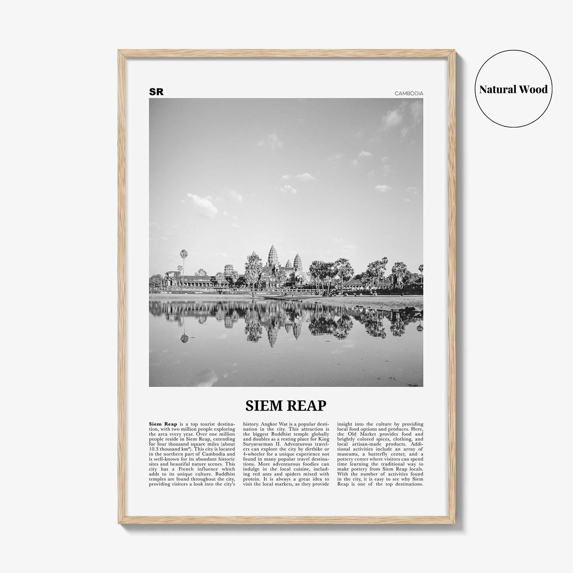 Siem Reap Print Black and White, Siem Reap Wall Art, Siem Reap Poster, Siem Reap Photo, Siem Reap Wall Décor, Siem Reap Map, Cambodia