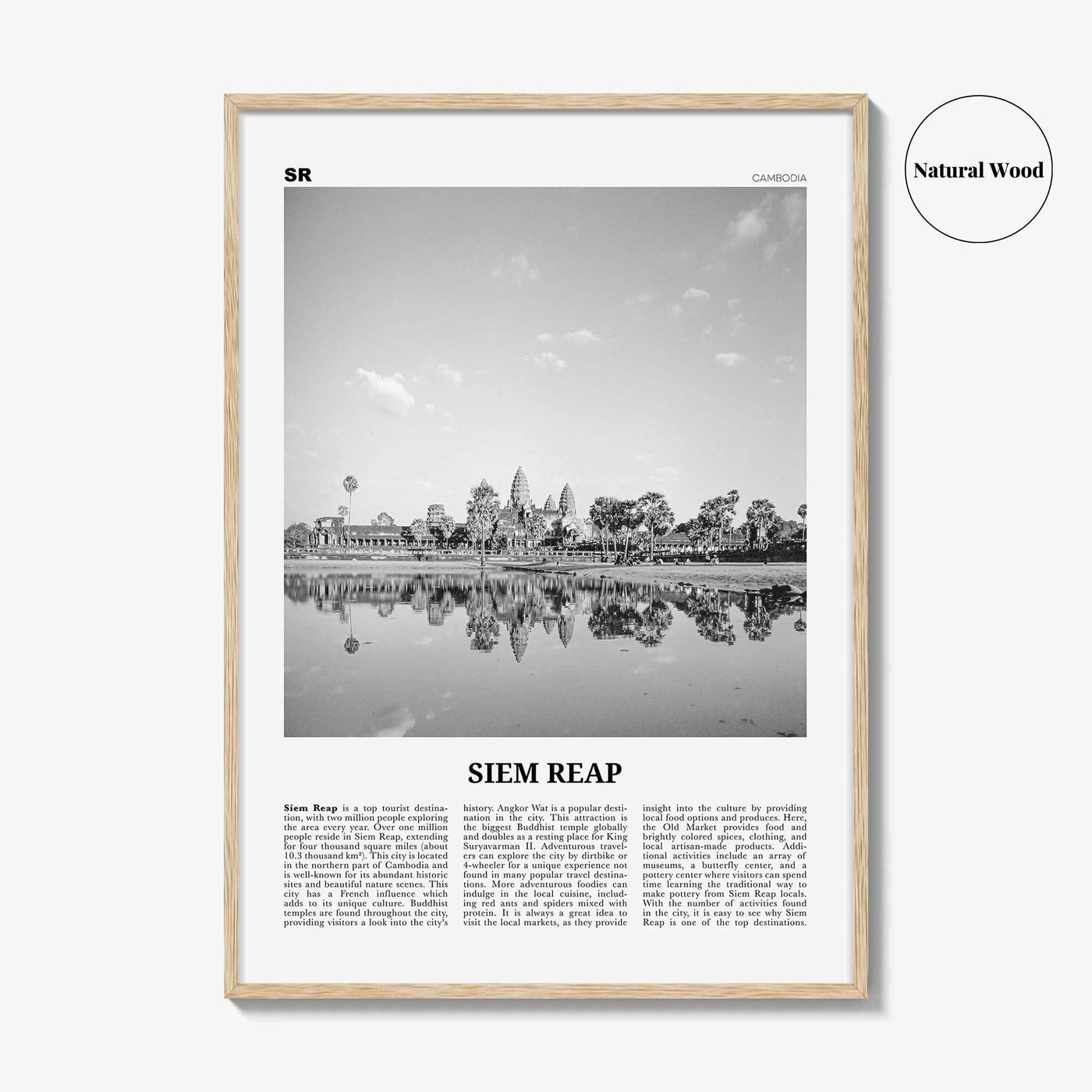 Siem Reap Print Black and White, Siem Reap Wall Art, Siem Reap Poster, Siem Reap Photo, Siem Reap Wall Décor, Siem Reap Map, Cambodia