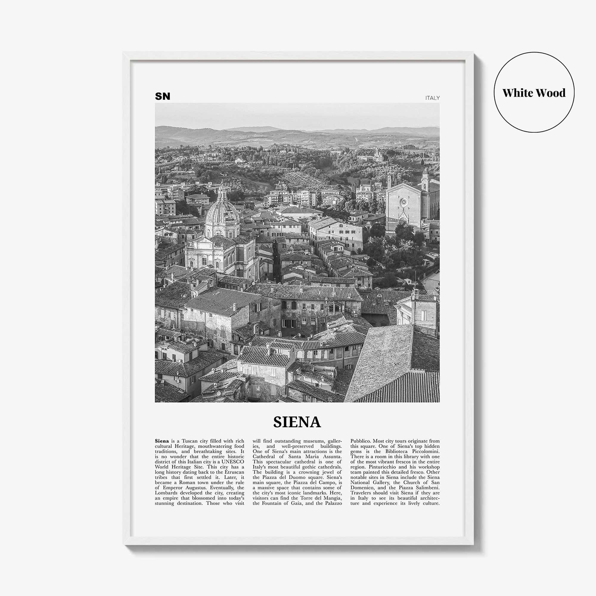 Siena Print Black and White, Siena Wall Art, Siena Poster, Siena Photo, Siena Wall Décor, Italy, Italia