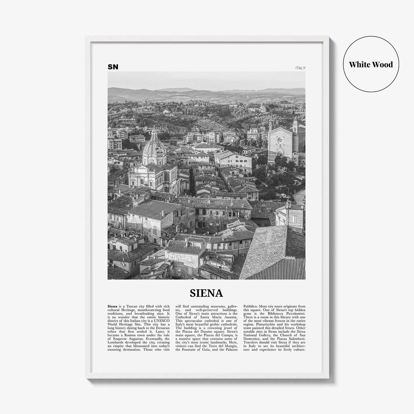 Siena Print Black and White, Siena Wall Art, Siena Poster, Siena Photo, Siena Wall Décor, Italy, Italia