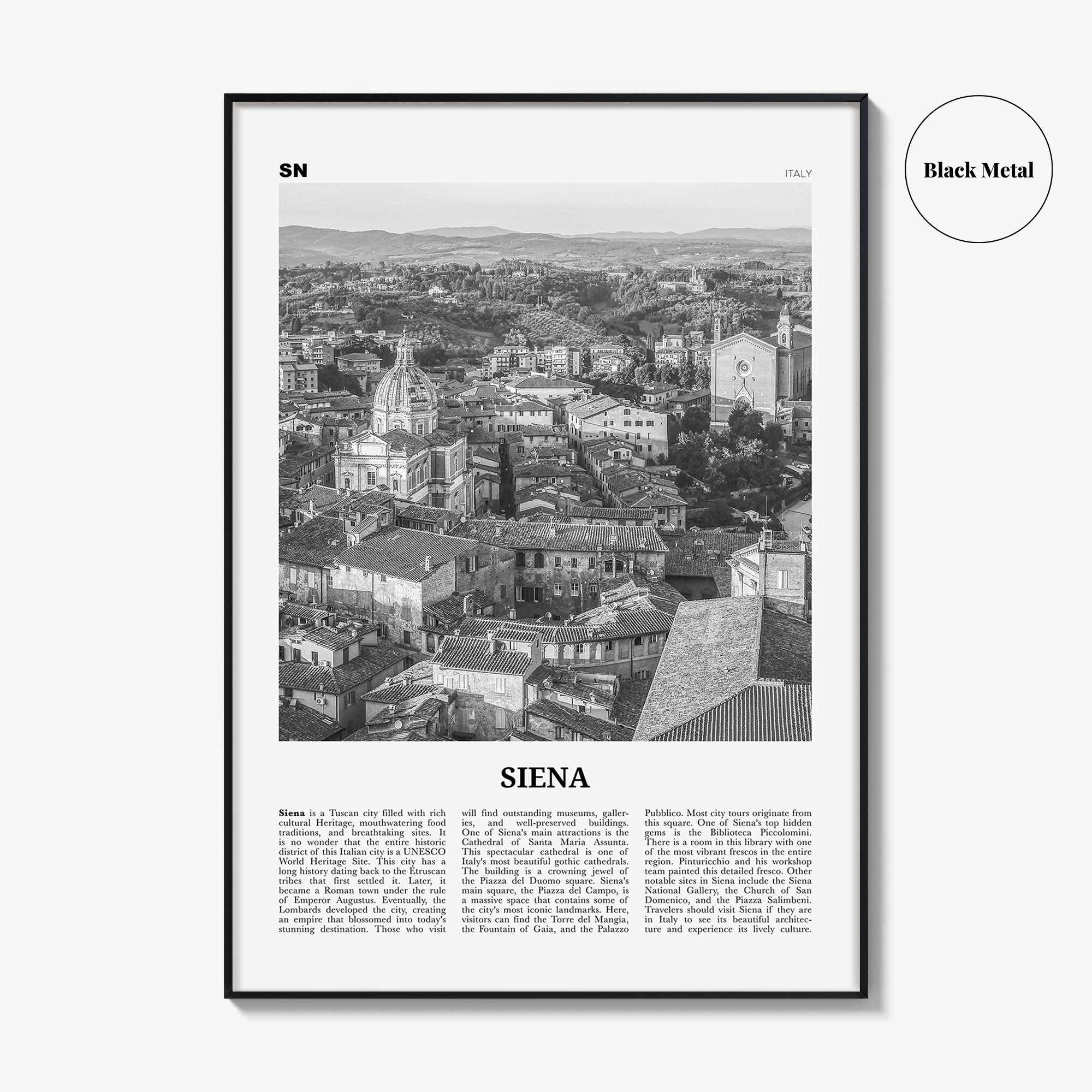Siena Print Black and White, Siena Wall Art, Siena Poster, Siena Photo, Siena Wall Décor, Italy, Italia
