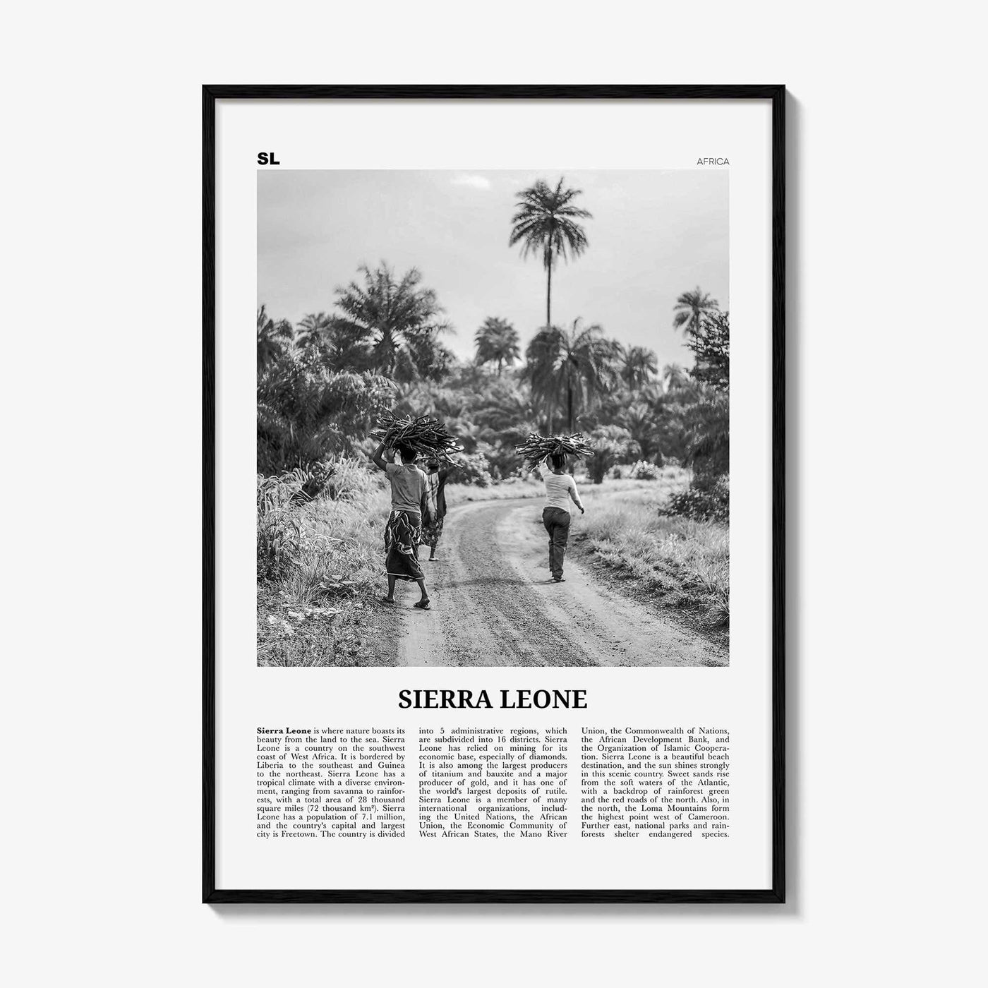 Sierra Leone Print Black and White, Sierra Leone Wall Art, Sierra Leone Poster, Sierra Leone Photo, Sierra Leone Decor, Freetown, Africa