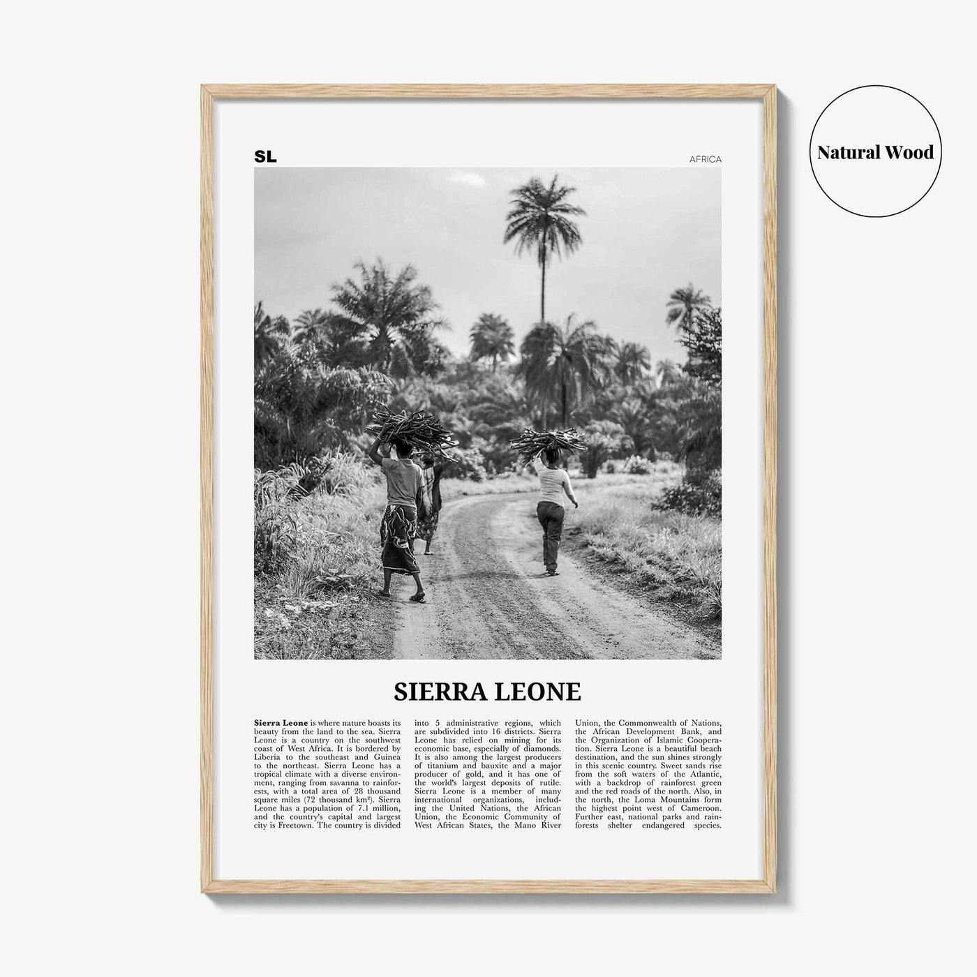 Sierra Leone Print Black and White, Sierra Leone Wall Art, Sierra Leone Poster, Sierra Leone Photo, Sierra Leone Decor, Freetown, Africa