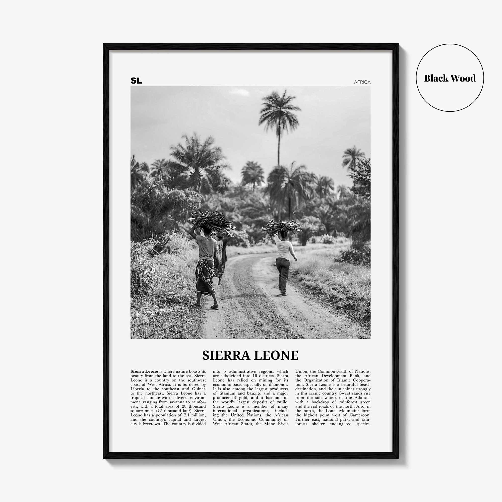 Sierra Leone Print Black and White, Sierra Leone Wall Art, Sierra Leone Poster, Sierra Leone Photo, Sierra Leone Decor, Freetown, Africa