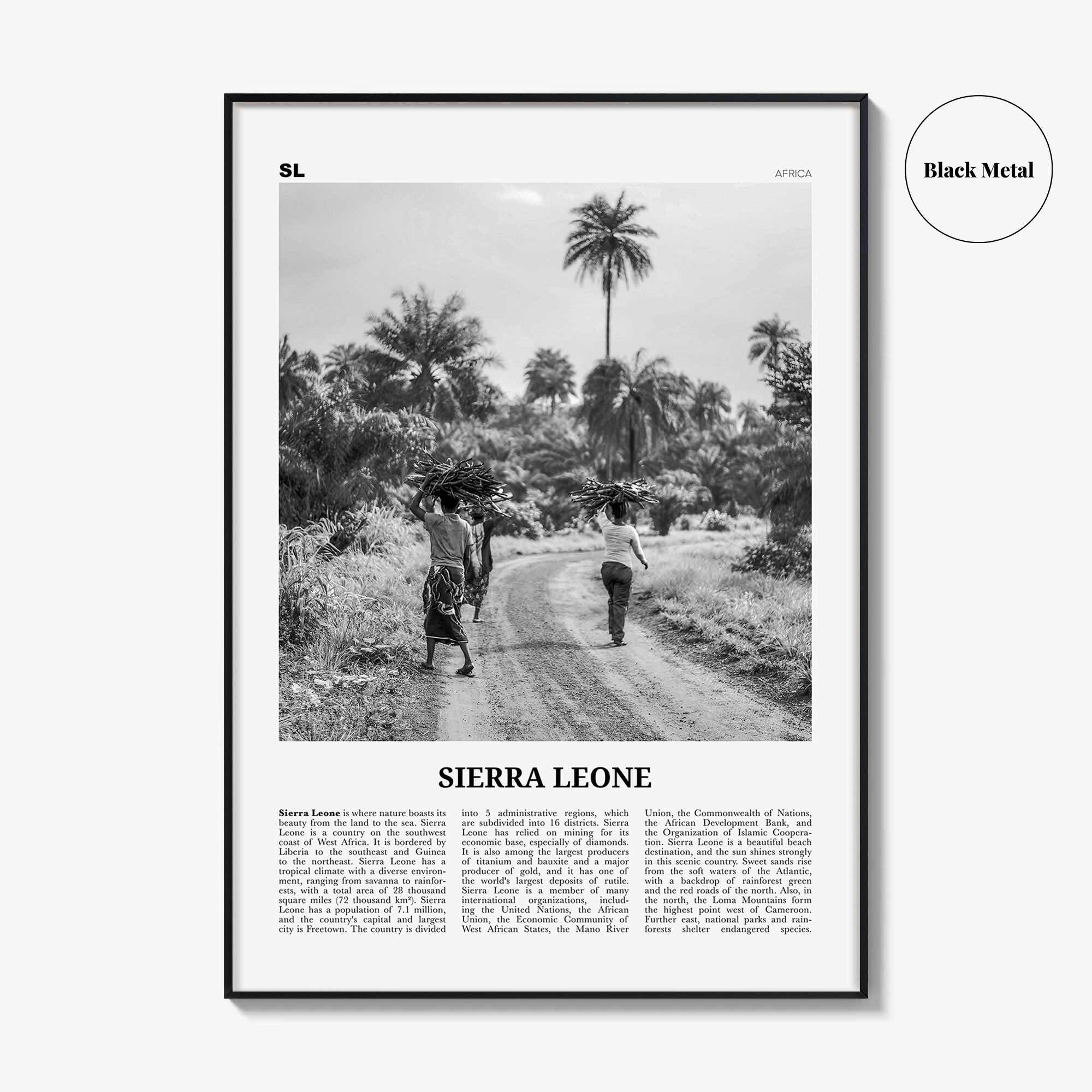 Sierra Leone Print Black and White, Sierra Leone Wall Art, Sierra Leone Poster, Sierra Leone Photo, Sierra Leone Decor, Freetown, Africa