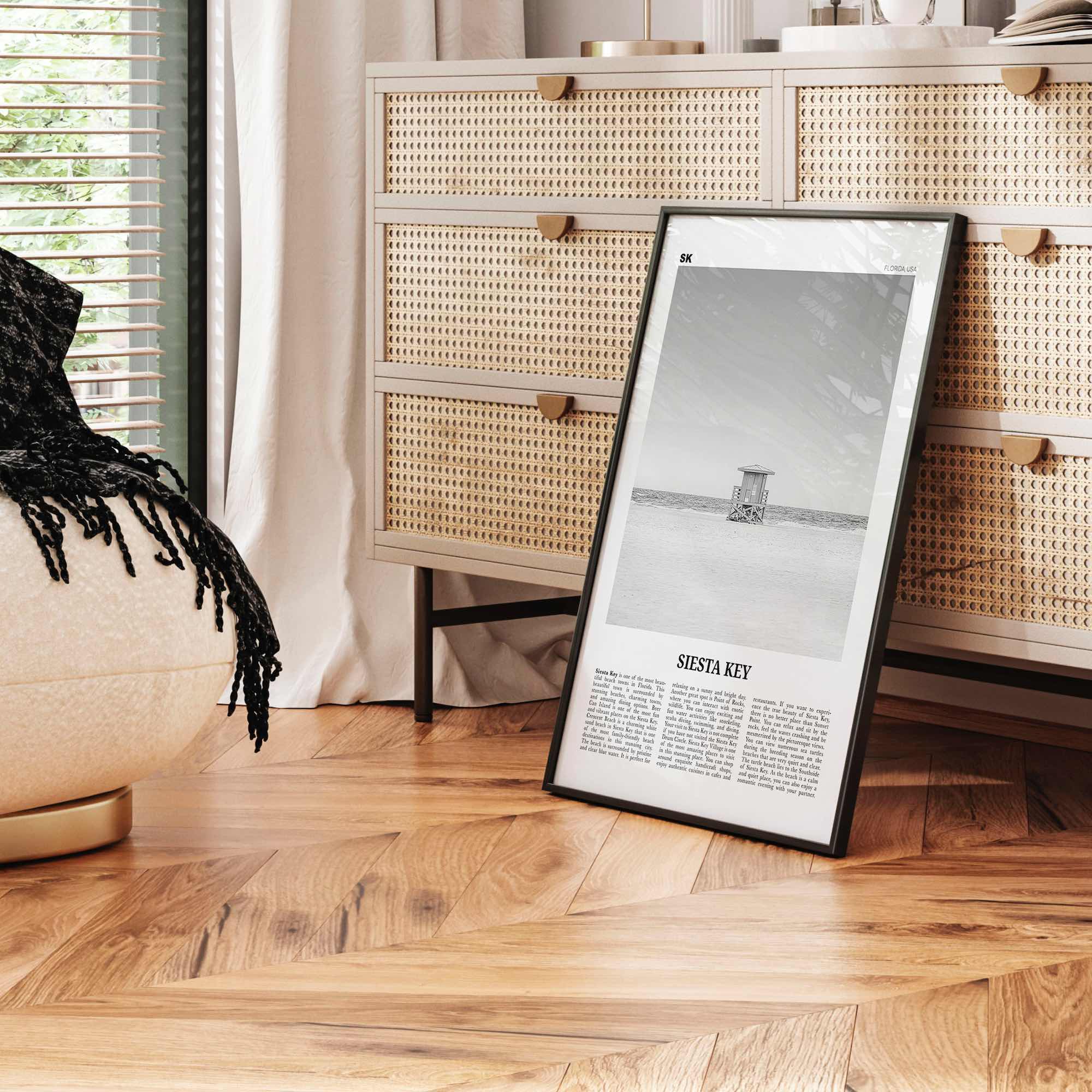 Siesta Key Print Black and White, Siesta Key Wall Art, Siesta Key Poster, Siesta Key Photo, Siesta Key Map, Florida, USA