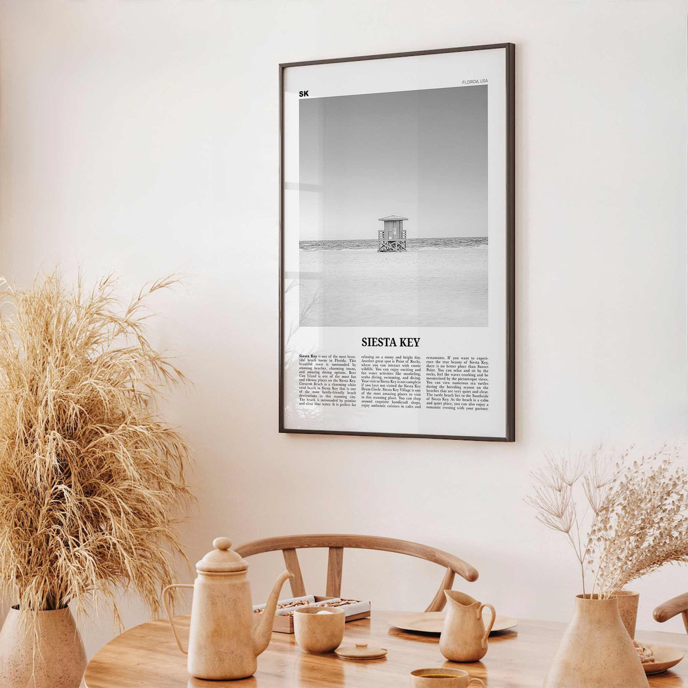 Siesta Key Print Black and White, Siesta Key Wall Art, Siesta Key Poster, Siesta Key Photo, Siesta Key Map, Florida, USA