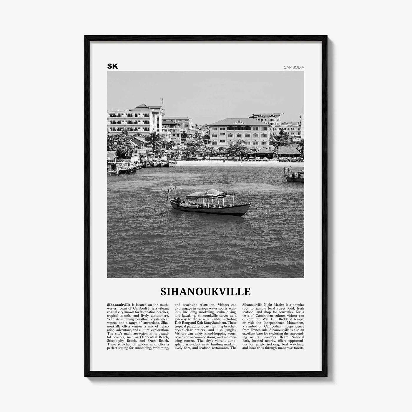 Sihanoukville Print Black and White, Sihanoukville Wall Art, Sihanoukville Poster, Sihanoukville Photo, Sihanoukville Wall Décor, Cambodia