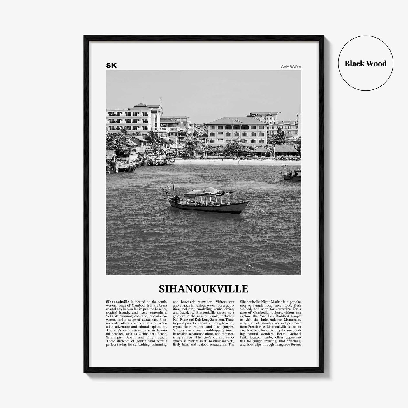 Sihanoukville Print Black and White, Sihanoukville Wall Art, Sihanoukville Poster, Sihanoukville Photo, Sihanoukville Wall Décor, Cambodia